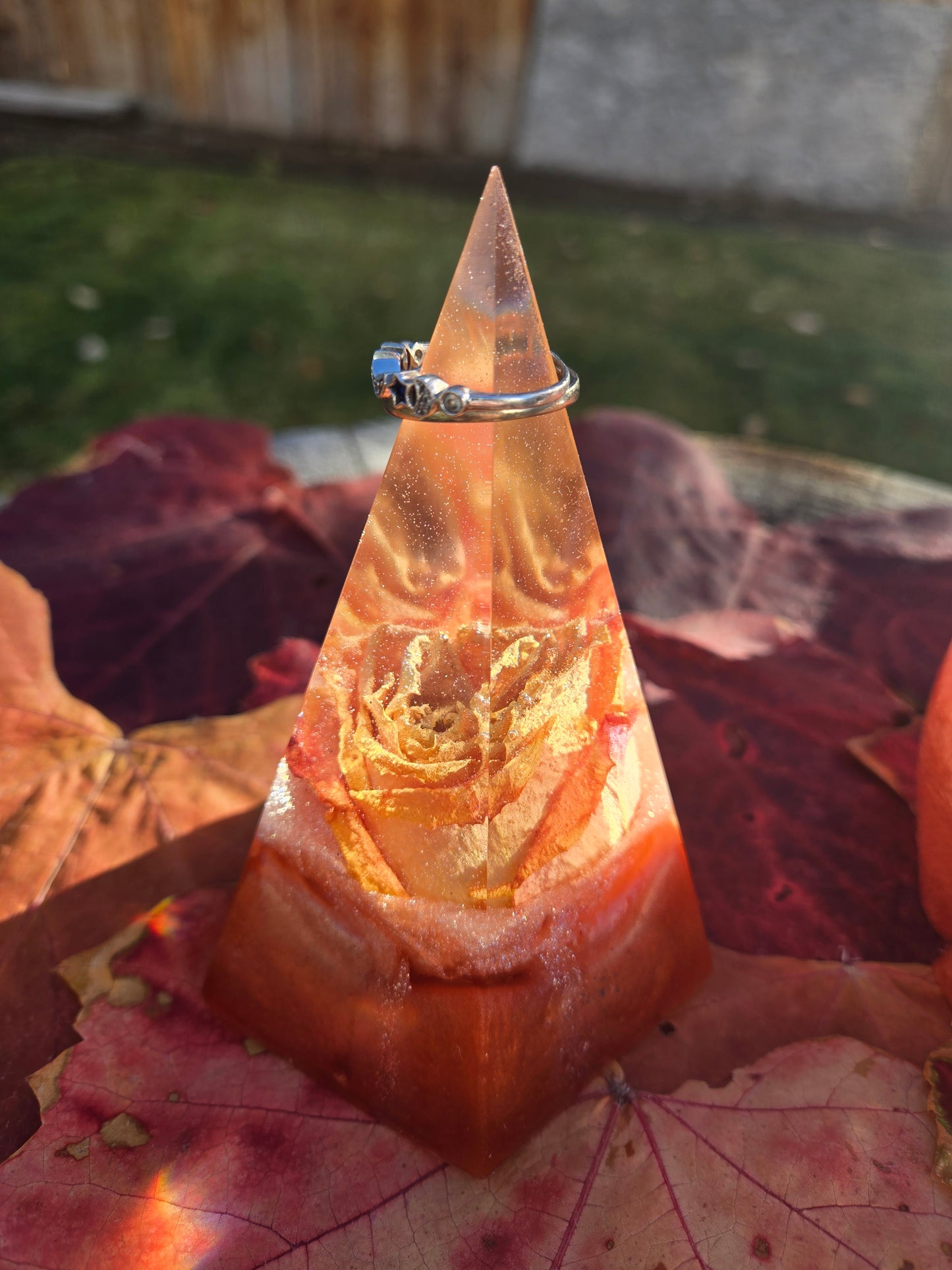 Resin and Rose ring holder