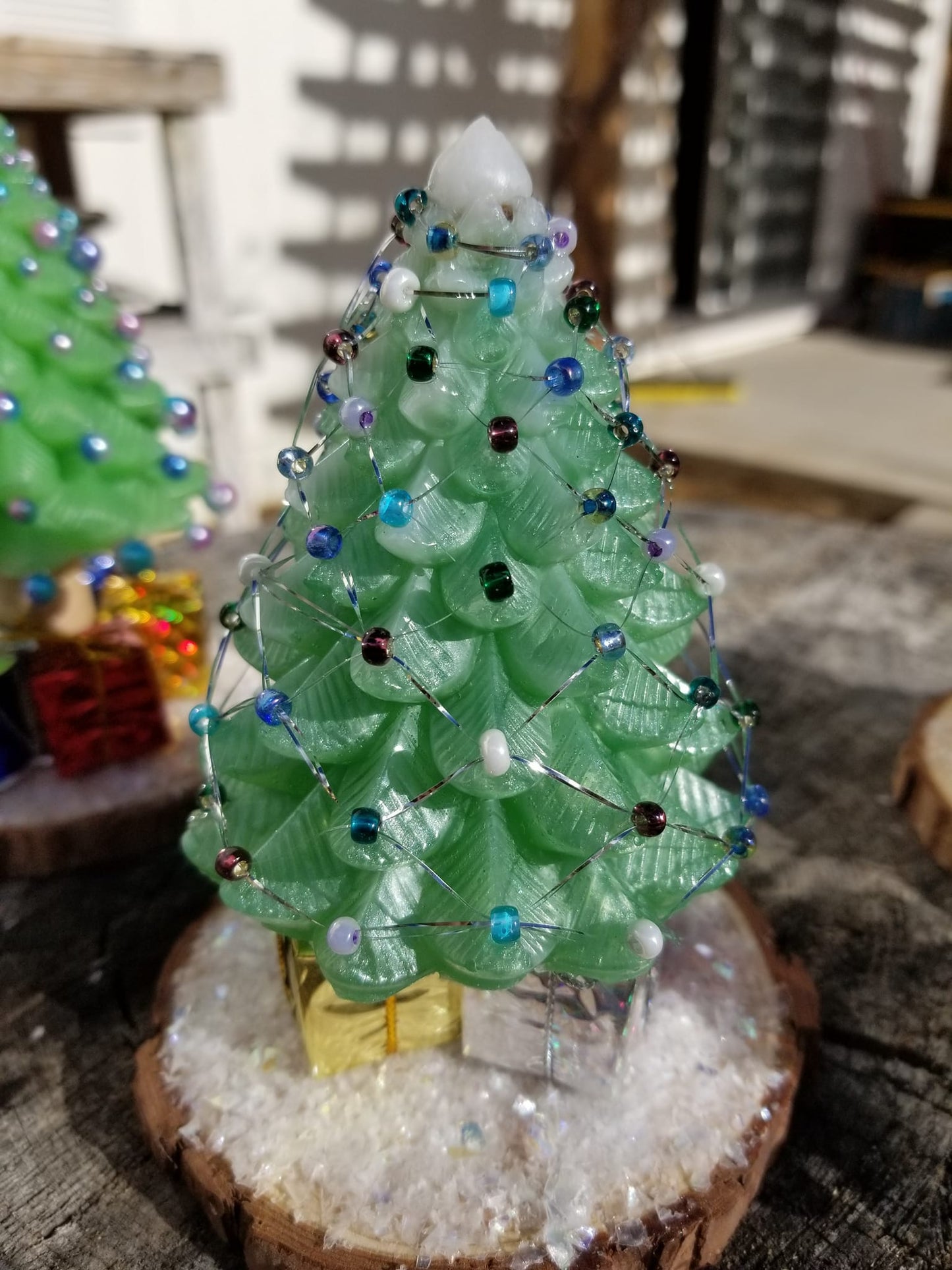 Resin and glass bead Christmas Trees