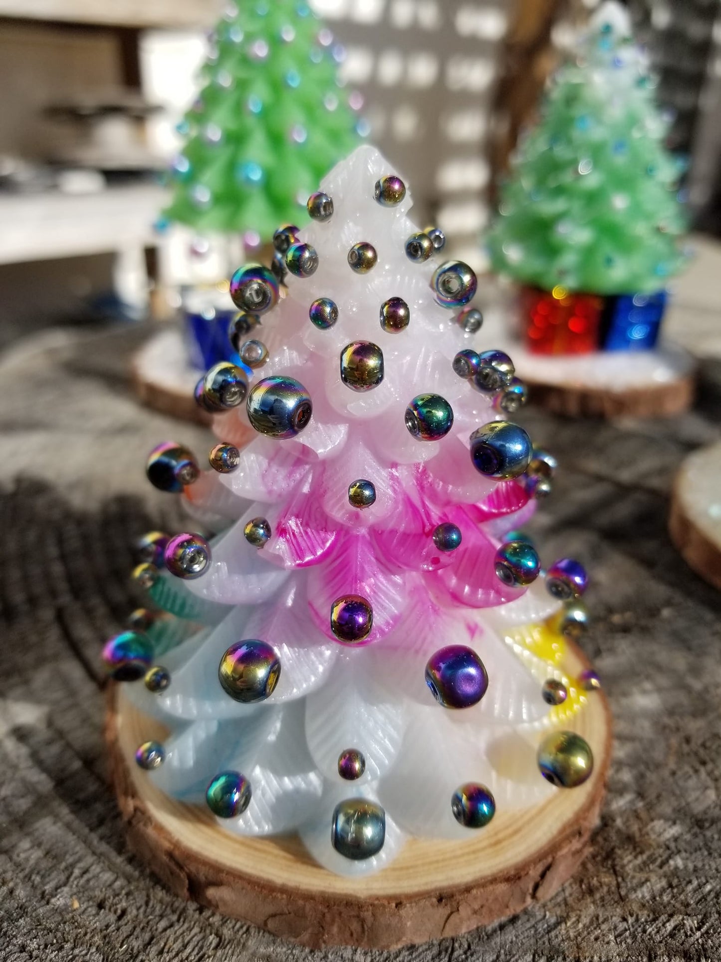 Resin and glass bead Christmas Trees