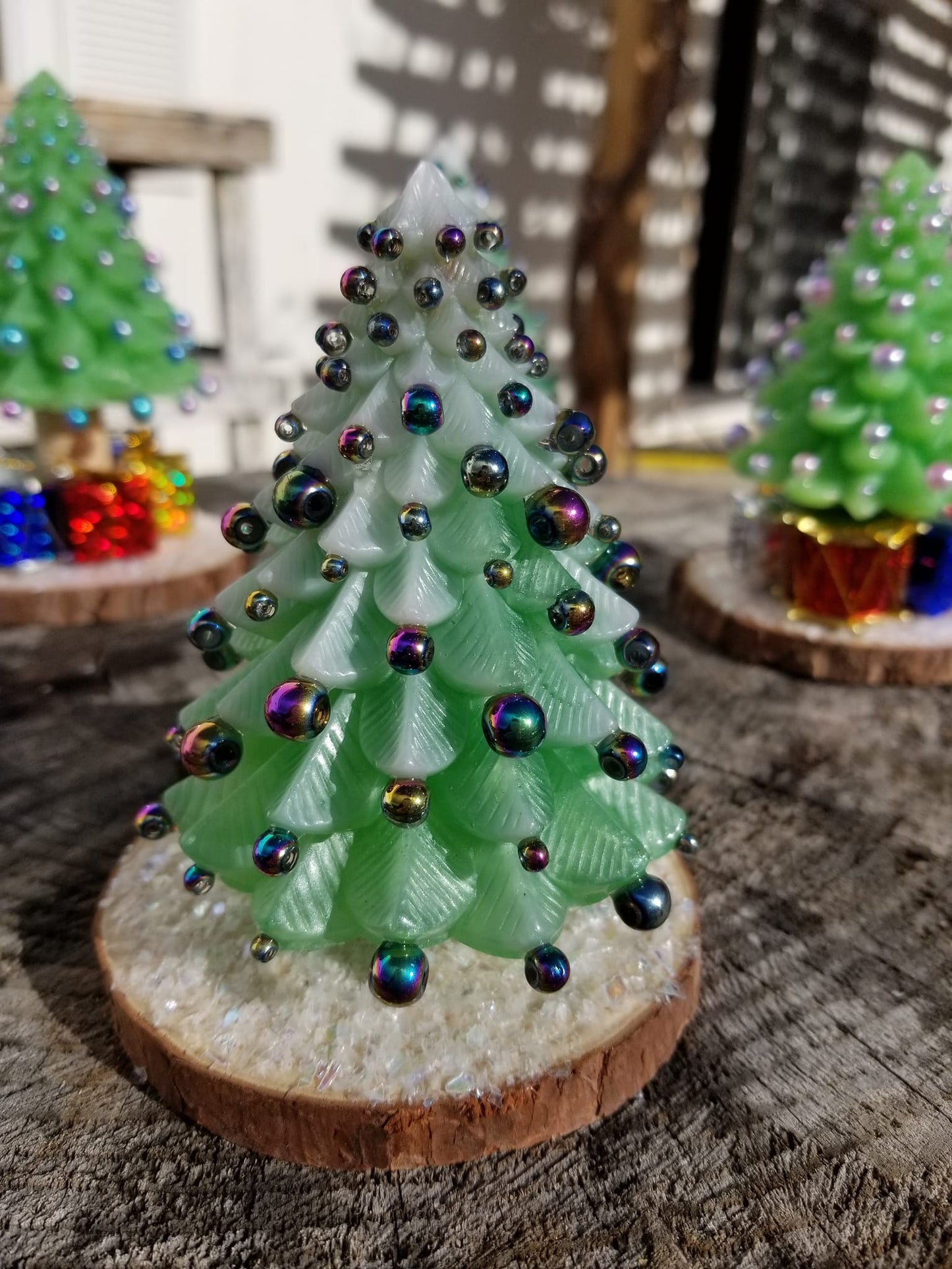 Resin and glass bead Christmas Trees