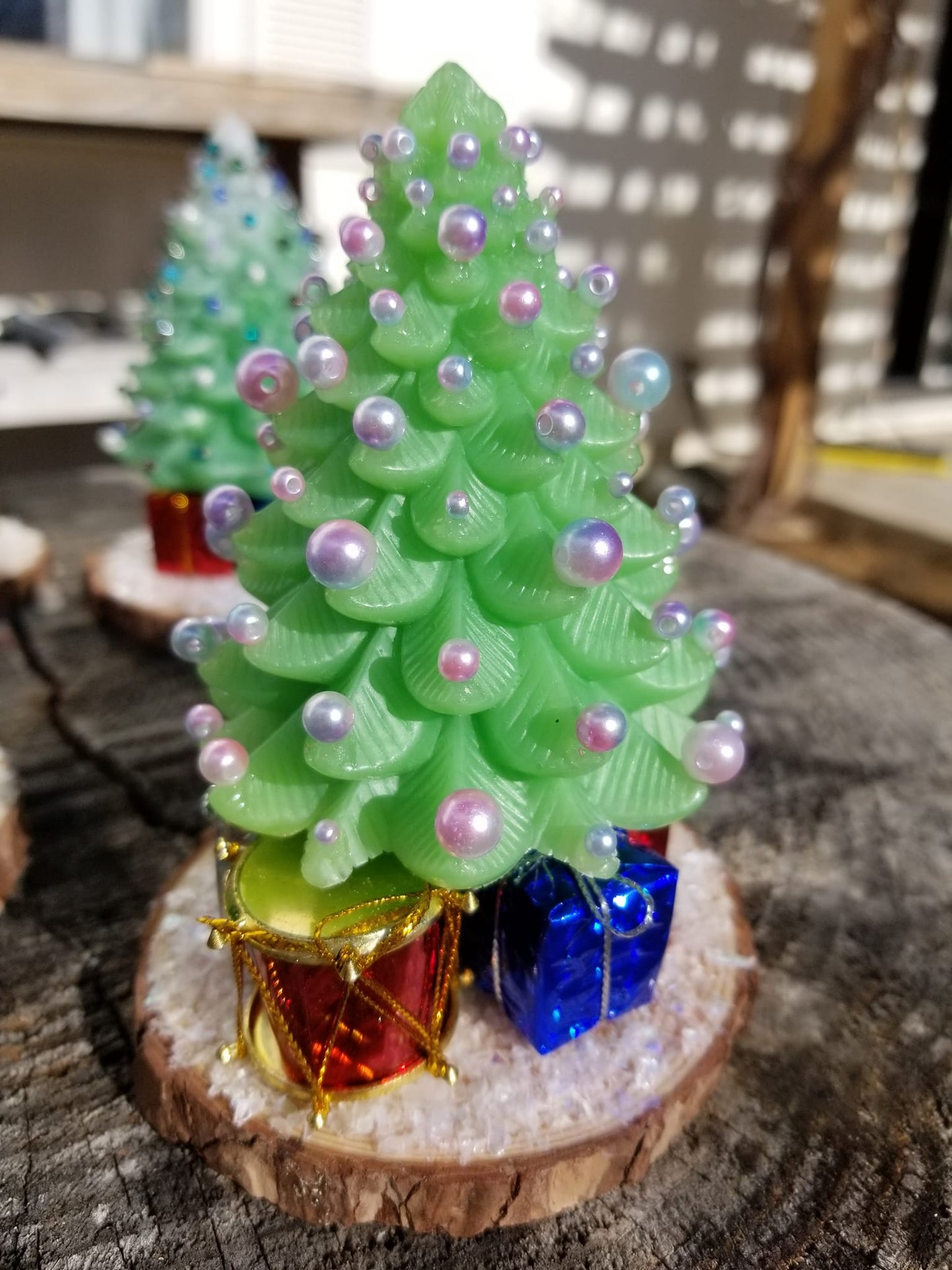 Resin and glass bead Christmas Trees