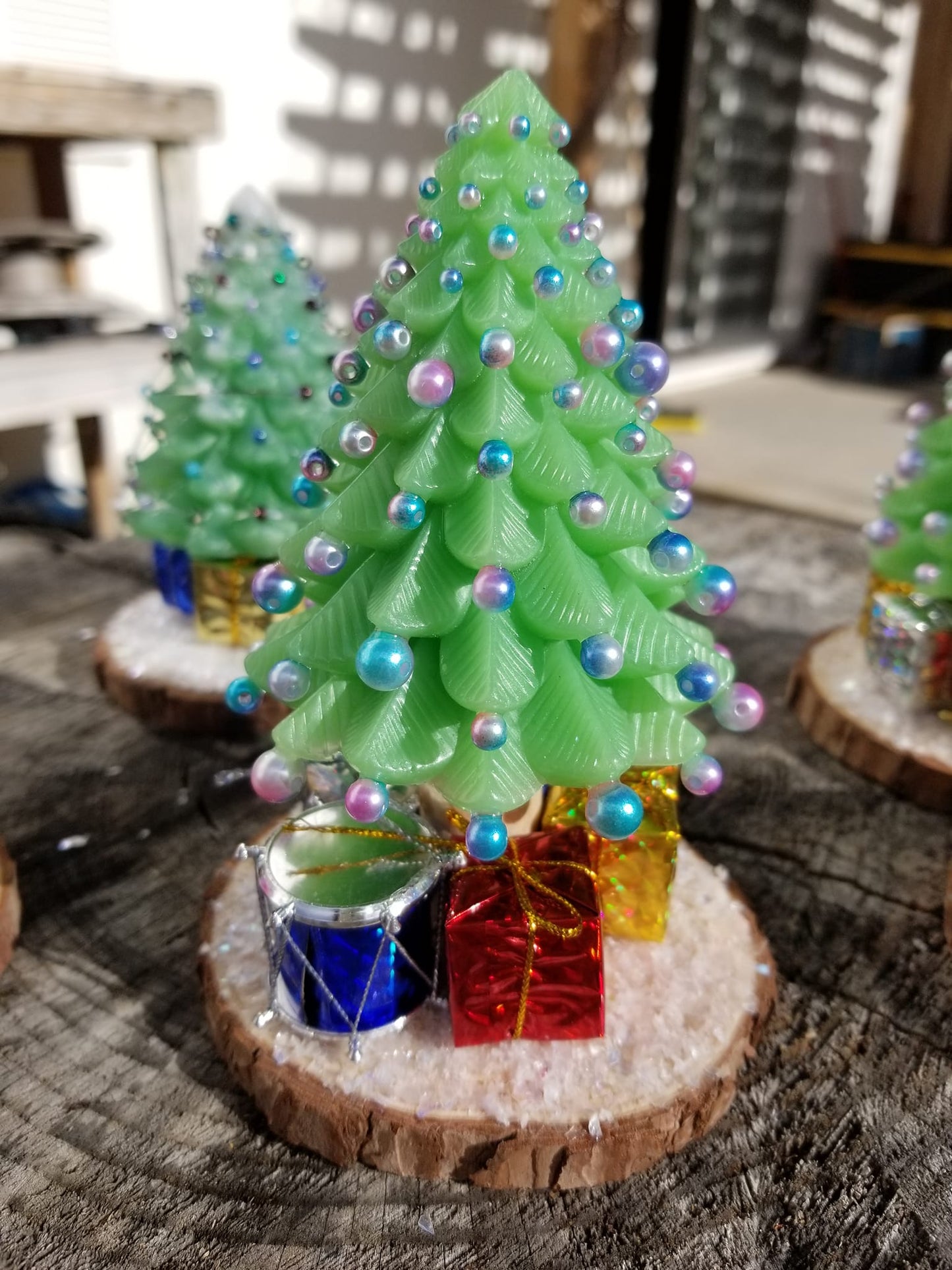 Resin and glass bead Christmas Trees