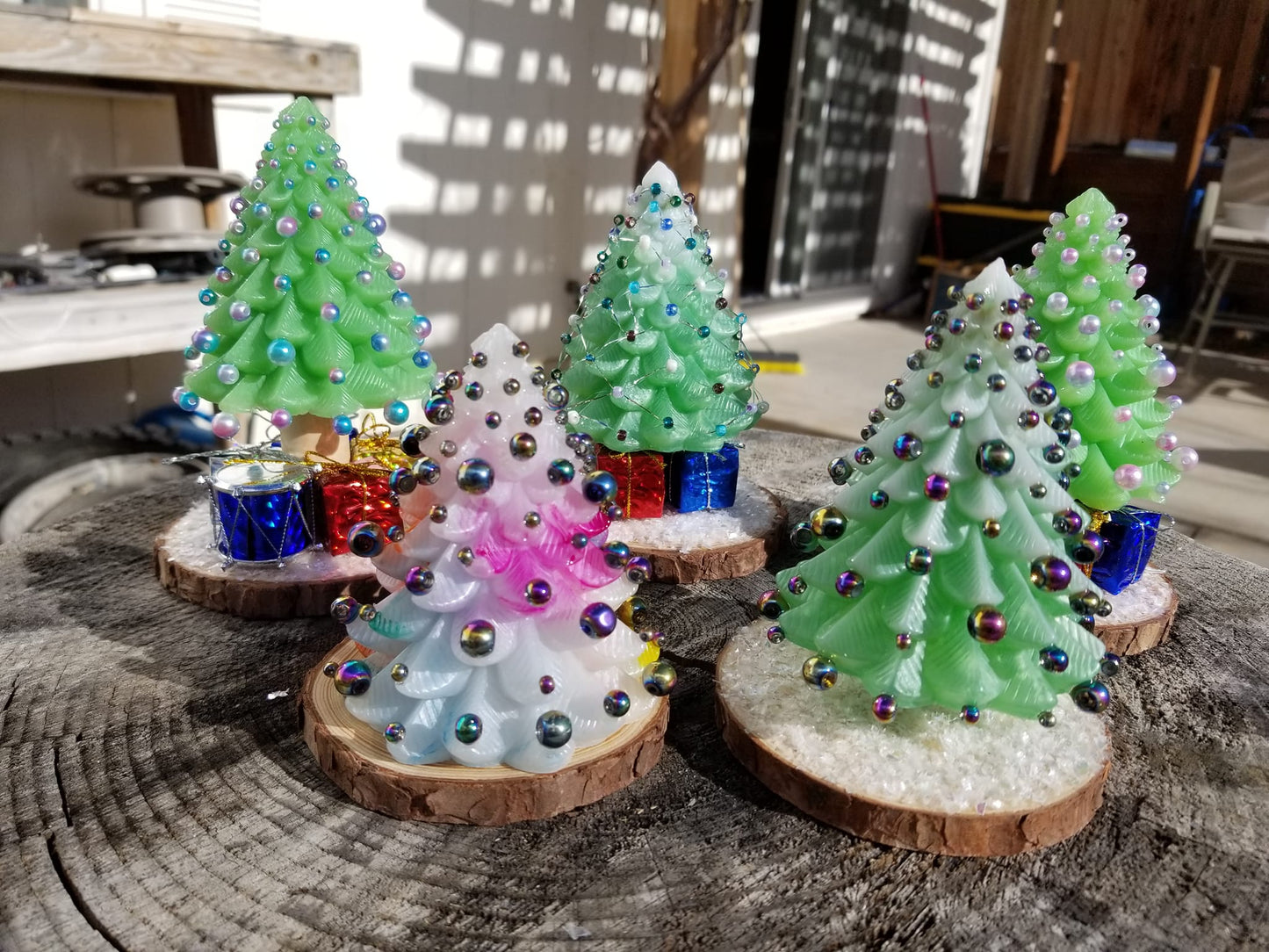 Resin and glass bead Christmas Trees
