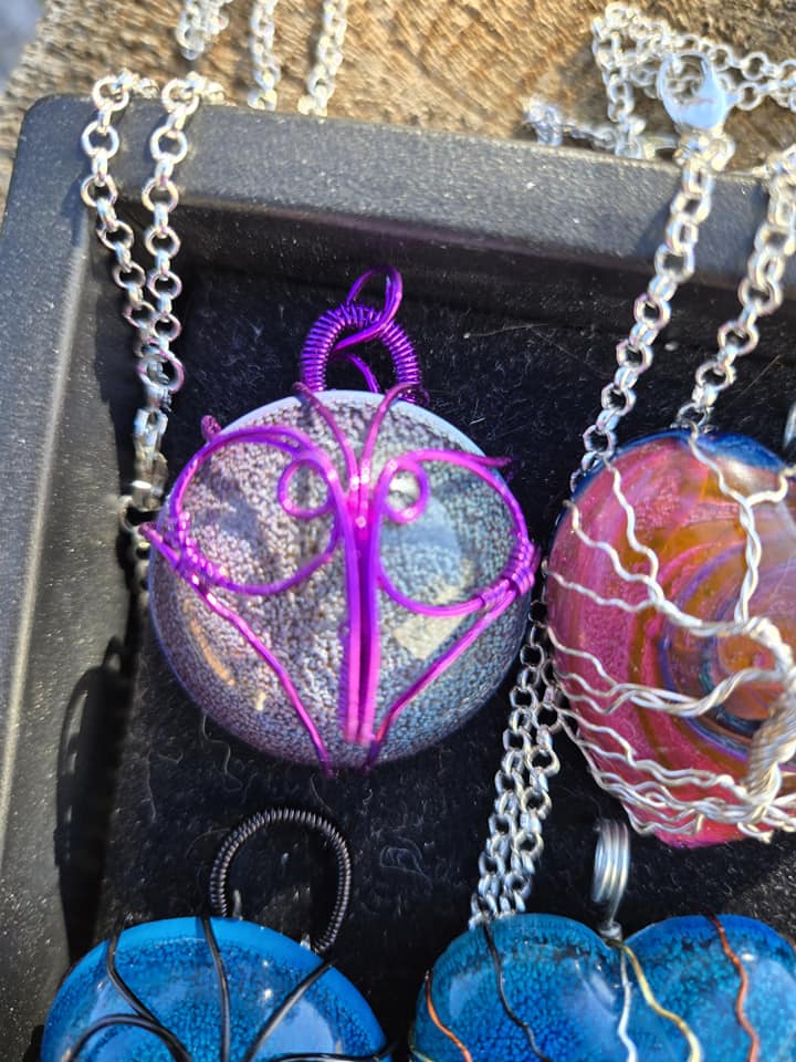 Resin and wire Owl pendant