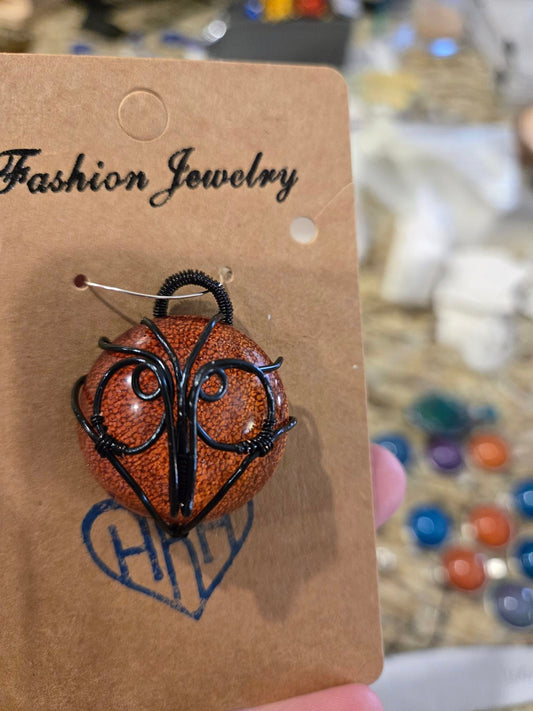 Resin and wire Owl pendant