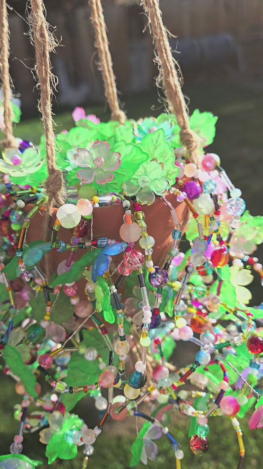 Potted beaded plant suncatcher