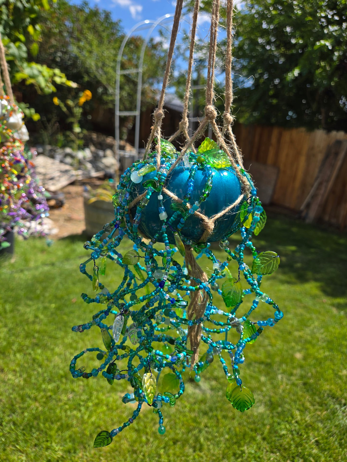 Pumpkin beaded suncatcher