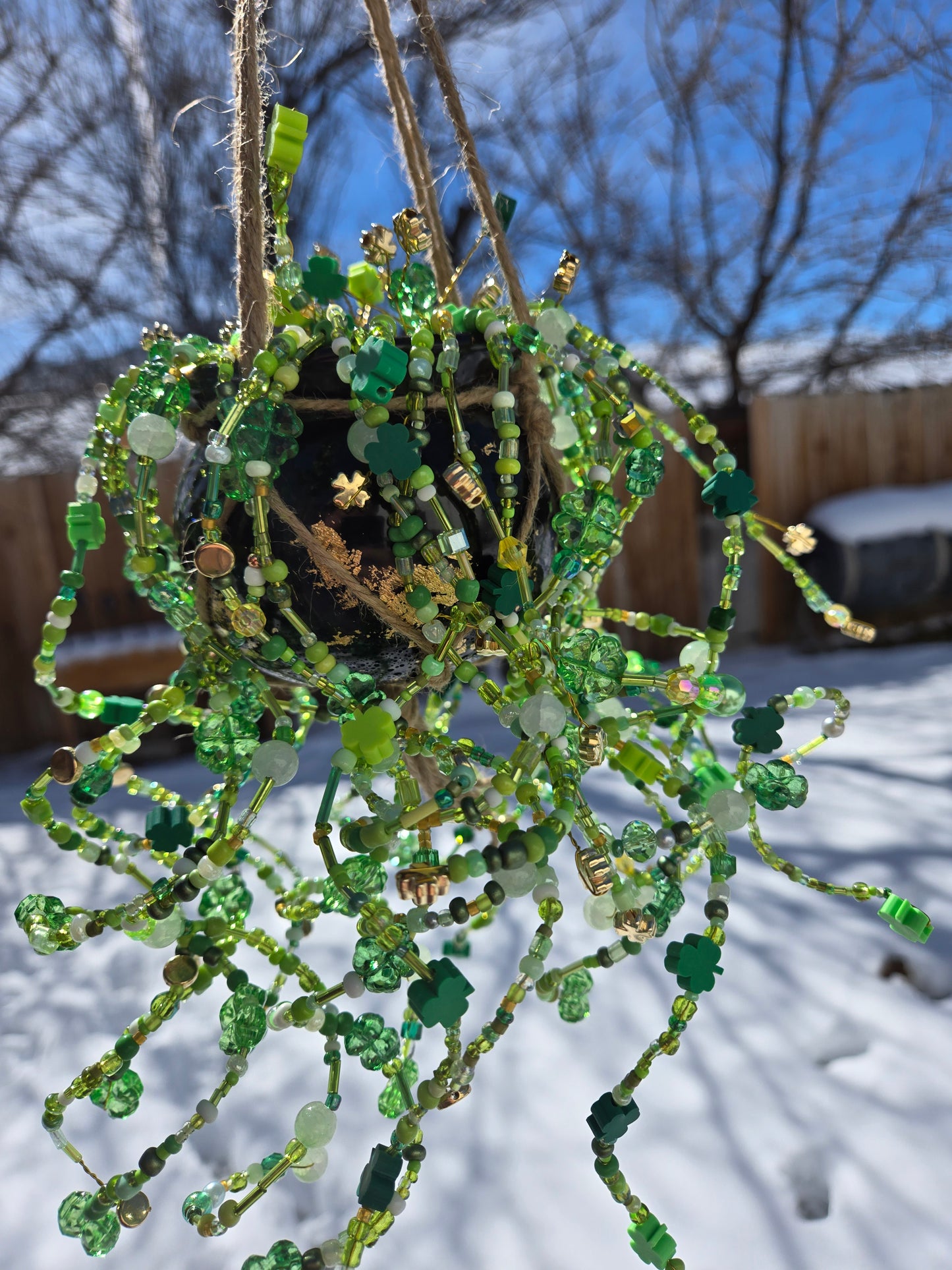 Pot of Gold beaded suncatcher