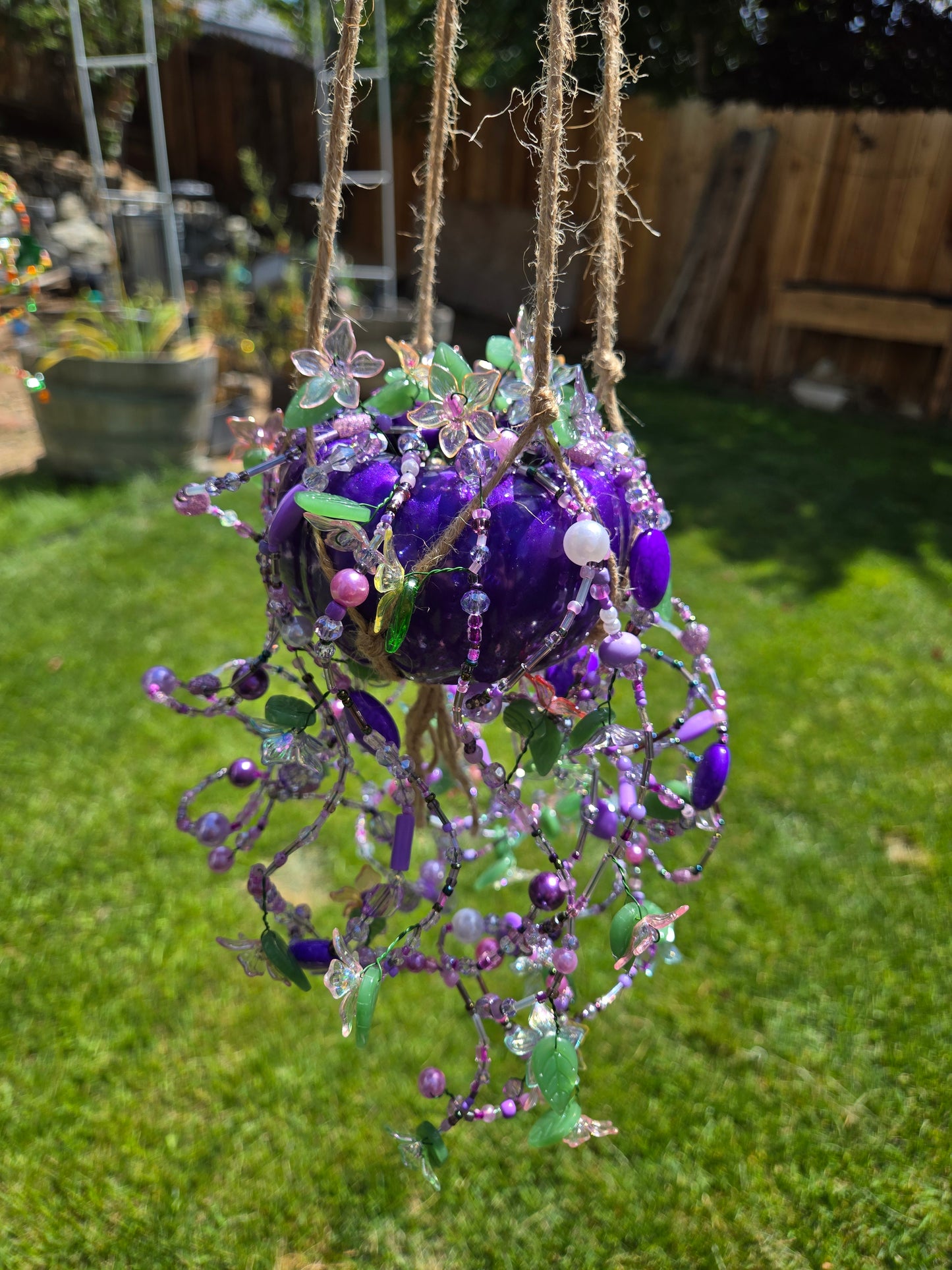 Pumpkin beaded suncatcher