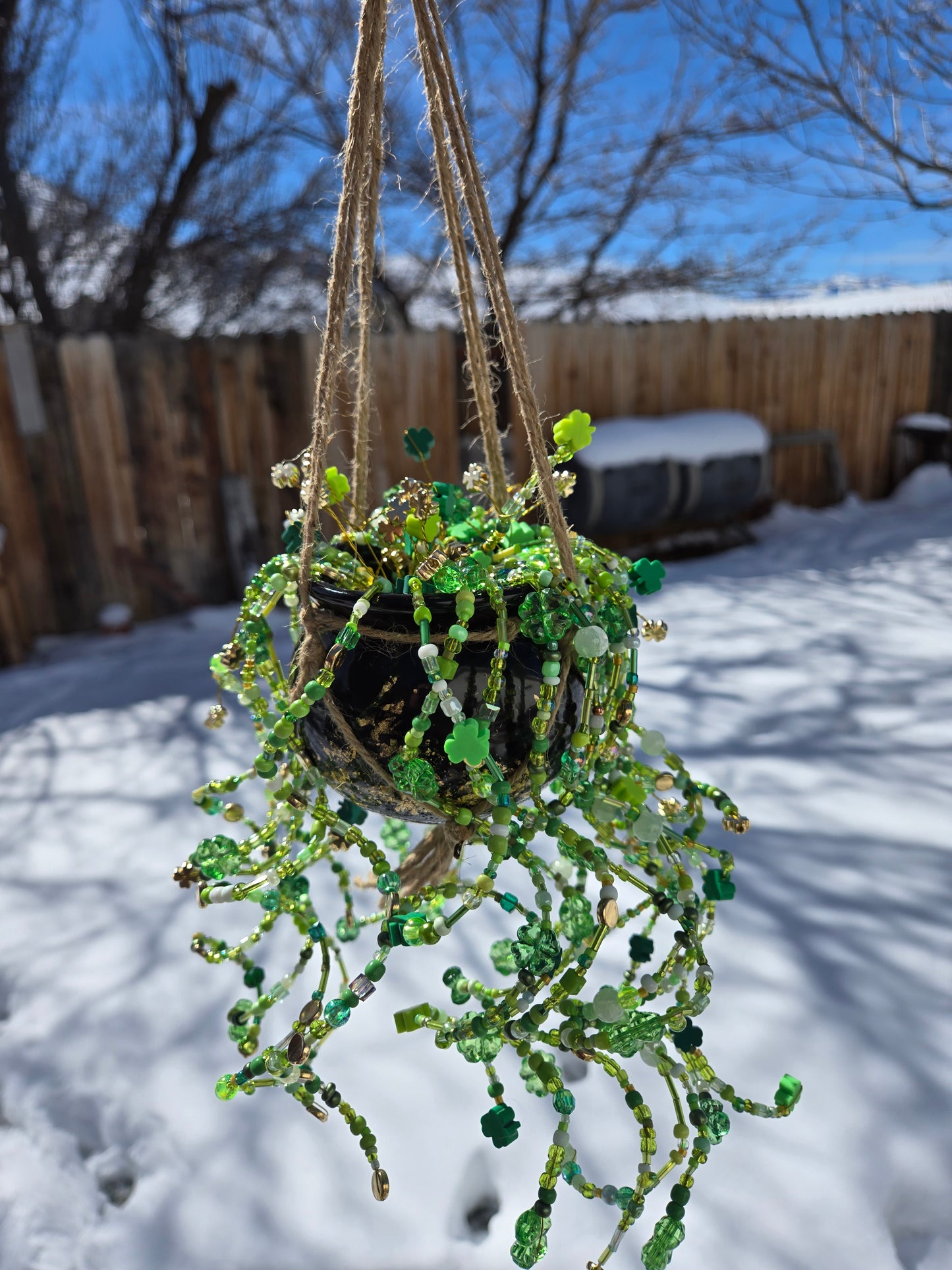 Pot of Gold beaded suncatcher