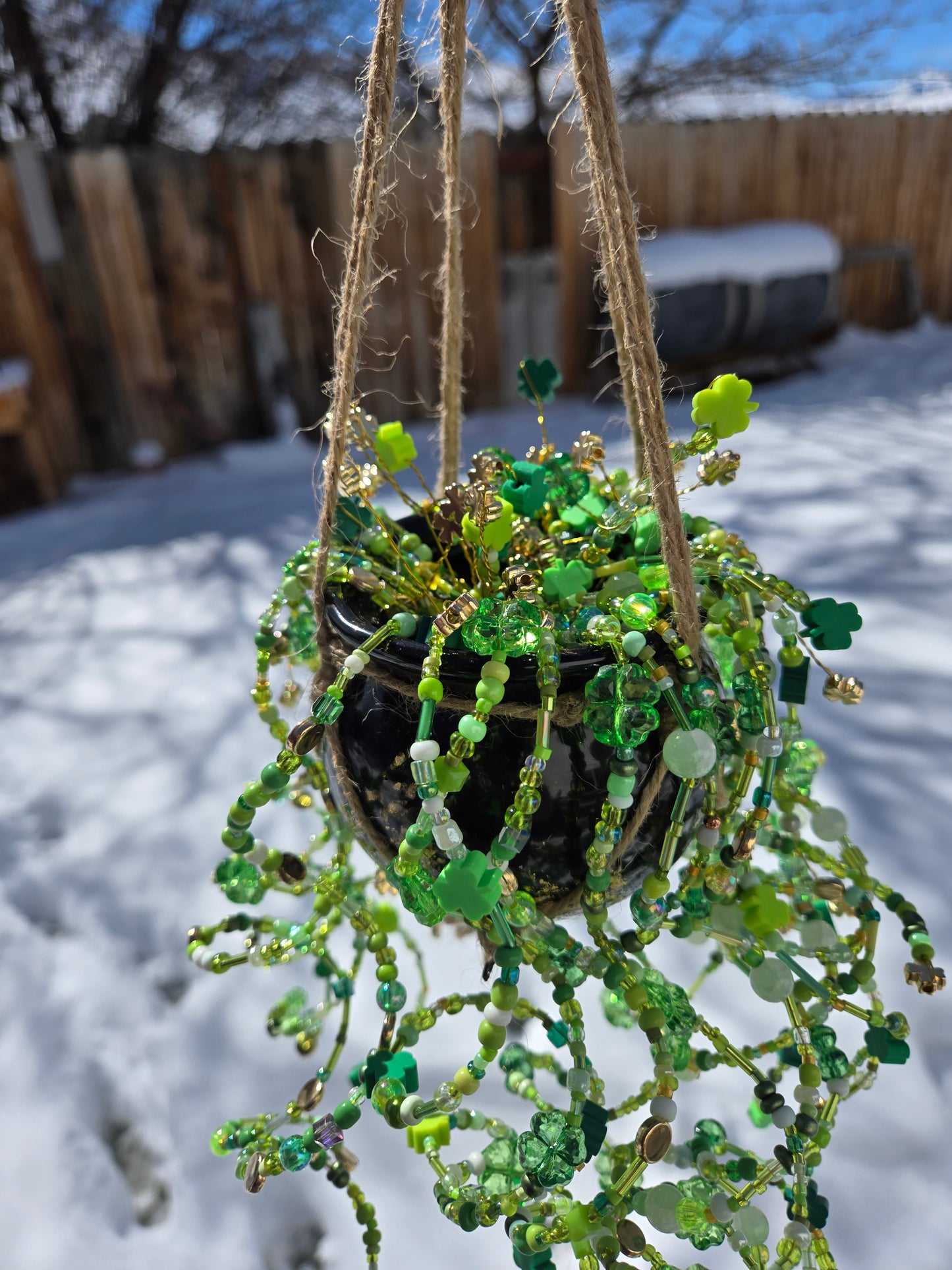 Pot of Gold beaded suncatcher