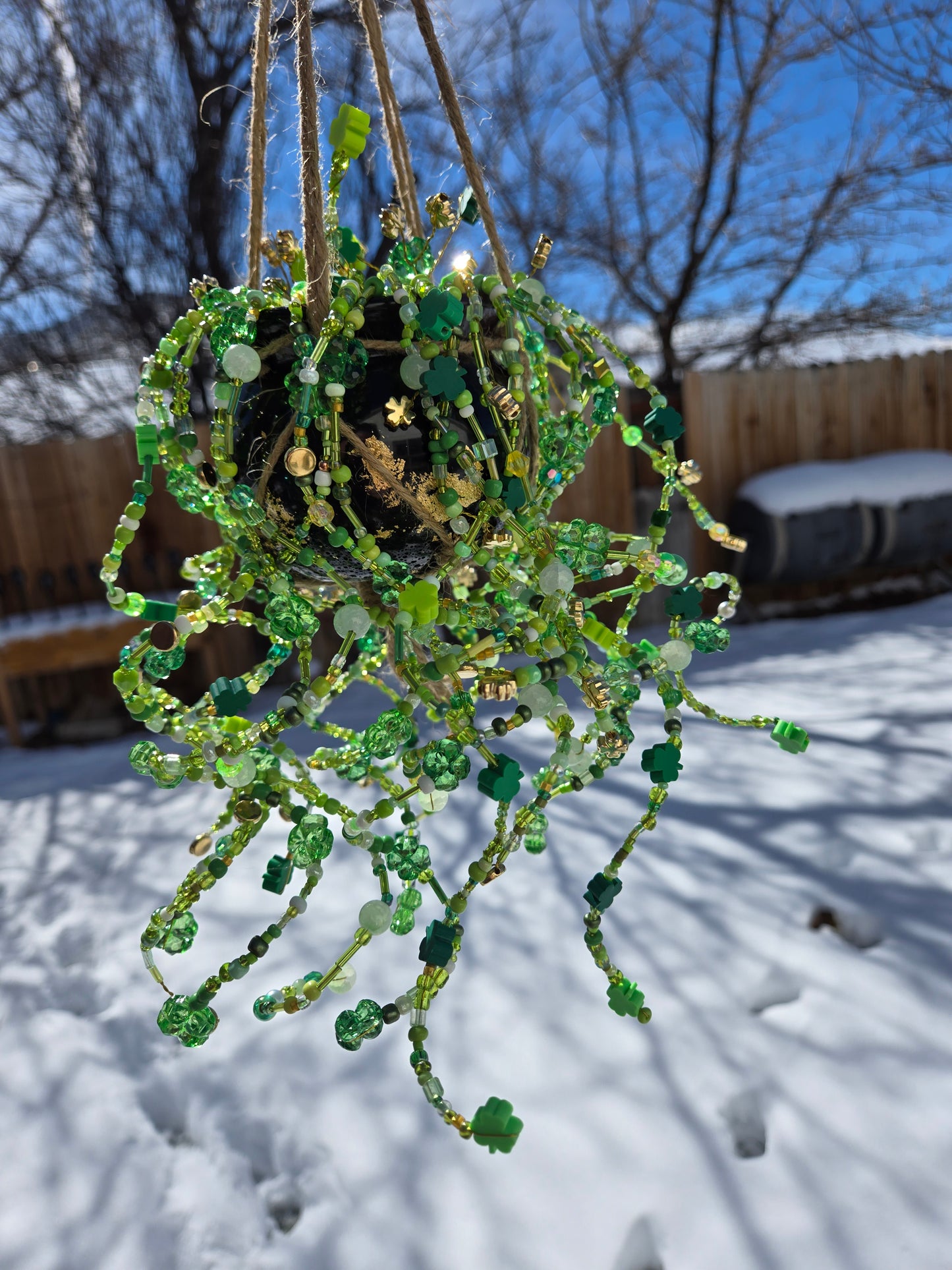 Pot of Gold beaded suncatcher
