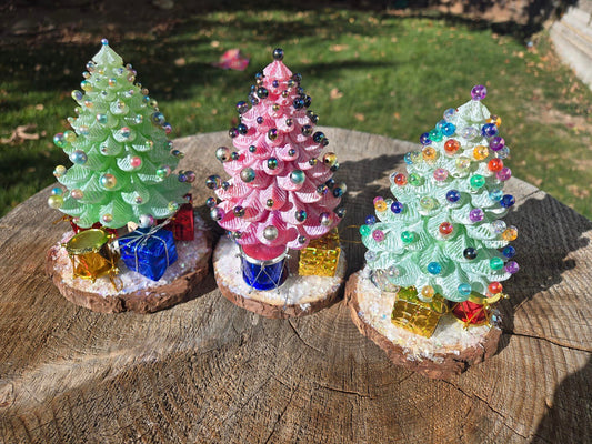 Resin and glass bead Christmas Trees